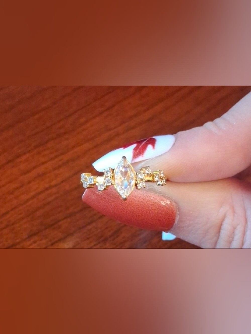 $8 Each Or Bundle 5/$20 Gold-Toned Marquise Cubic Zirconia Adjustable Ring